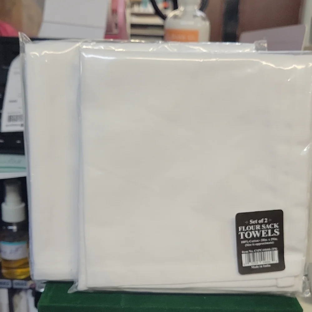Set of 2 per Pack White Flour Sack Towels 28x29